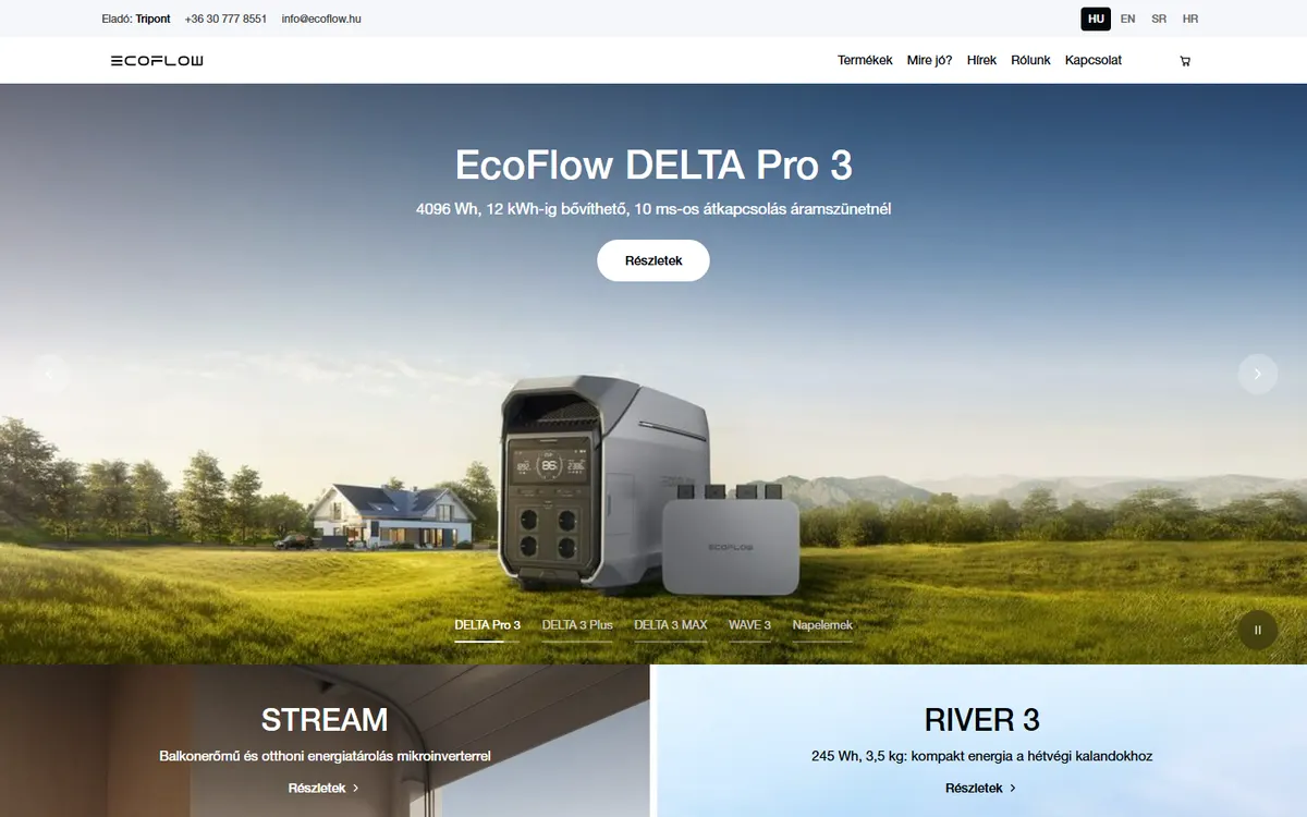 Az ecoflow.hu nyitóoldala