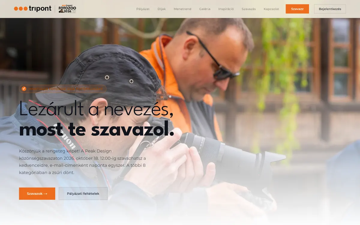 A Fotozoo pályázat oldala
